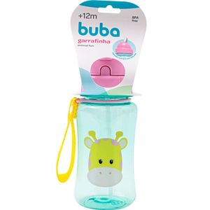 Garrafinha com Canudo Buba 350ml Animal Fun Girafa