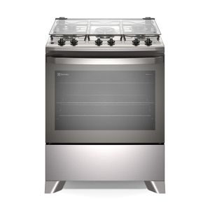 Fogão Electrolux 5 Bocas Cinza Efficient Com Mesa Inox PerfectCook e VaporBake FE5IC