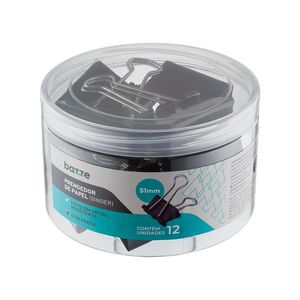 Prendedor De Papel Bazze - Preto - 51mm - Com 12 Unidades