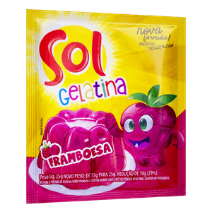 Gelatina em Pó Framboesa Sol Pacote