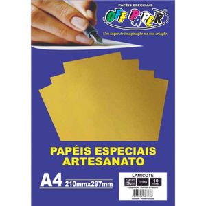 Papel Lamicote A4 Ouro Pacote com 10 Folhas