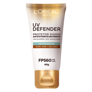 Protetor Solar com Cor Antioleosidade FPS 60 Escura L'oréal Paris UV Defender Bisnaga 40g