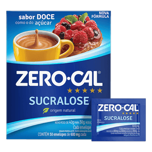 Adoçante em Pó Sucralose Zero Cal 30g Caixa com 50 Unidades