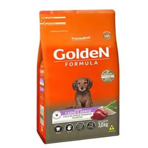 Ração Golden Fórmula Mini Bits para Cães Filhotes de Porte Pequeno Sabor Carne e Arroz 3kg