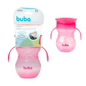 Copo de Treinamento 360º Antivazamento com Alça Rosa Buba 250ml