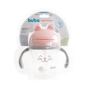 Copo Infantil Buba com Alça Gatinho Rosa