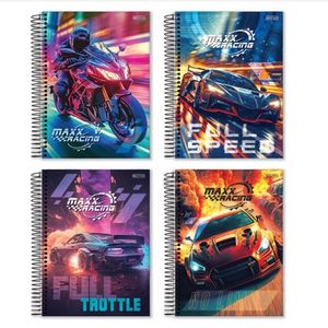 Caderno Capa Dura 12 Matérias 240 Folhas Maxx Racing Malthus