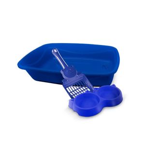 Kit Pet Injet Luxo Para Gatos Azul 3X1