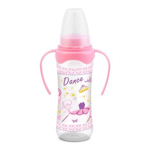 Mamadeira Petita Cinturada Com Alça Rosa Bico Silicone 240ml