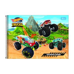 Caderno de Cartografia e Desenho Hot Wheels Monster Trucks Tilibra 80 Folhas