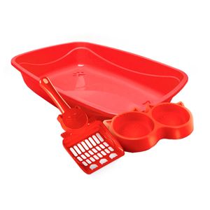 Kit Pet Injet Luxo Para Gatos Vermelho 3X1