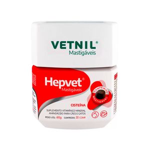 Suplemento Hepvet Mastigável para Cães e Gatos com 30 Comprimidos