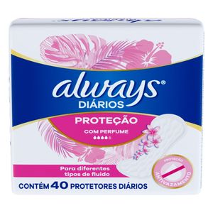 Protetor Diário sem Abas com Perfume Always Pacote 40 Unidades