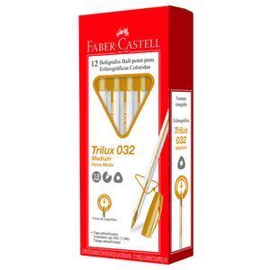 Caneta Esferográfica Faber-Castell Trilux Colors 1.0mm Ouro12 Unid/cada