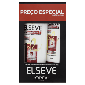 Kit Shampoo 375ml + Condicionador 170ml L'oréal Paris Elseve Reparação Total 5+