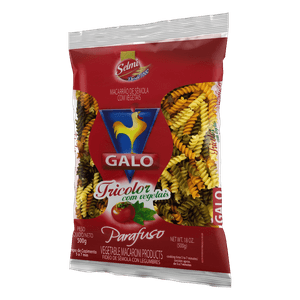 Macarrão de Sêmola Tricolor com Vegetais Parafuso Galo Pacote