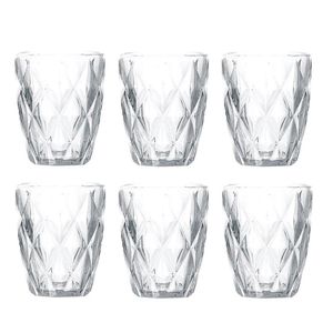 Jogo de Copos de Vidro Diamond Em Casa Tem Glass 260ml 6x1