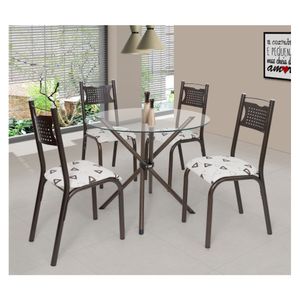 Conjunto de Mesa Redonda Poeme com 4 Cadeiras Ciplafe Bronze/Bege