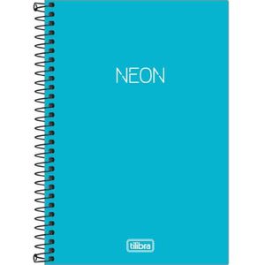 Caderno Espiral Capa Plástica 1/4 Neon Azul 80 Folhas Tilibra