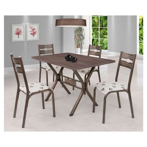 Conjunto de Mesa Luna 4 Cadeiras Ciplafe Bronze/Amêndoa