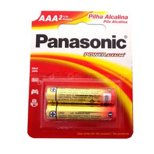 Pilha Panasonic Alcalina Palito AAA Pacote com 2 Unidades