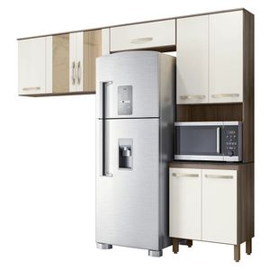 Armario De Cozinha Fit Com 8 Portas 261 Cm Carvalho Nature-Off White