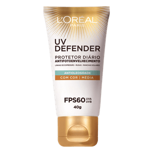 Protetor Solar com Cor Antioleosidade FPS 60 Média L'oréal Paris UV Defender Bisnaga 40g