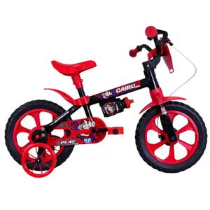 Bicicleta Cairu Aro 12 Infantil Play Kids Preto & Vermelho