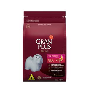 Ração GranPlus Menu Cães Adultos Mini Carne e Arroz