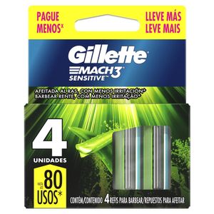 Carga de Aparelho para Barbear Gillette Mach3 Sensitive Leve 4 Pague 3 Unidades