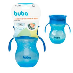 Copo de Treinamento 360º Antivazamento com Alça Azul Buba 250ml