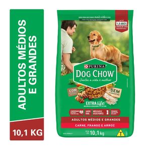 Ração NESTLÉ PURINA DOG CHOW EXTRALIFE Adultos Médios e Grandes Carne, Frango e Arroz 10,1kg