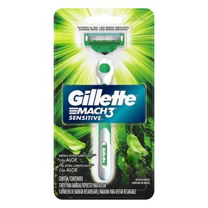 Aparelho Recarregável e Carga para Barbear Gillette Mach3 Sensitive