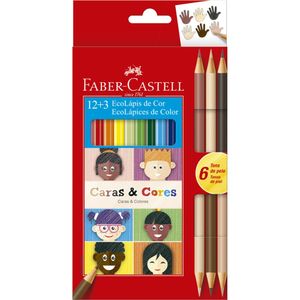 Lápis de Cor Faber Castell 12 Cores + 6 Tons de Pele