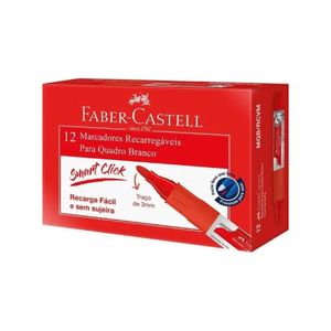 Pincel Quadro Branco Smart Click Recarregável Vermelho Faber Castell 12x