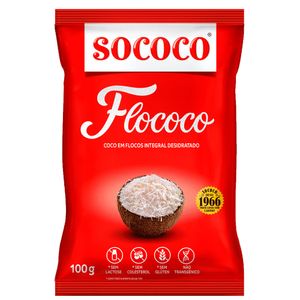 Coco Ralado Desidratado em Flocos Sococo Flococo Pacote 100g