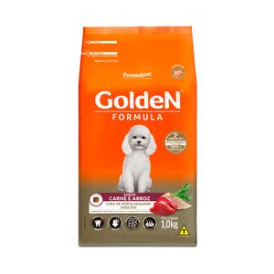 Ração Golden Fórmula Mini Bits Para Cães Adultos De Porte Pequeno Sabor Carne E Arroz 1kg