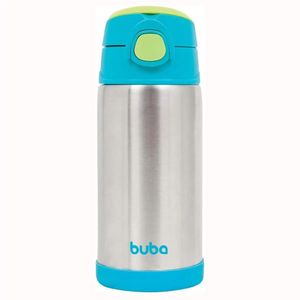 Garrafa Térmica Parede Dupla com Canudo 400ml Azul Buba