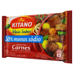 Tempero em Pó para Carnes Cebola, Alho e Orégano Mais Sabor Kitano Pacote com 12 Unidades 60g