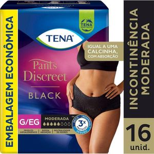 Roupa Íntima Descartável Pants Discreet Black Tamanho G/EG Tena 16x1