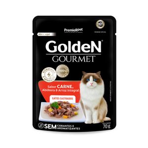 Ração Úmida Sachê Golden Gourmet Carne para Gatos Castrados 70g