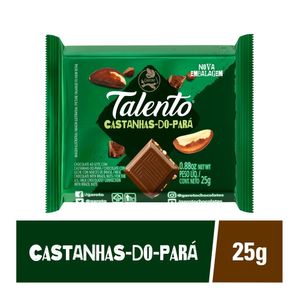 Chocolate Garoto Talento ao Leite com Castanhas do Pará 25g