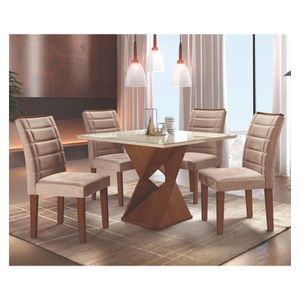 Conjunto de Mesa 4 Cadeiras Canyon Chocolate/Off White