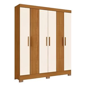 Guarda-Roupa 6 Portas 2 Gavetas Briz B73-127 Nature/Off White Pintura UV - Henn