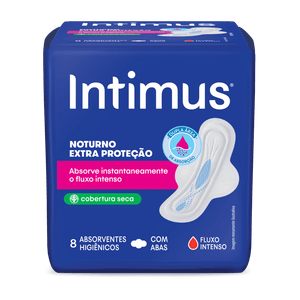 Absorvente Noturno Extra Proteção Cobertura Seca Intimus 8x1