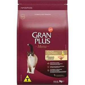 Ração Gran Plus Menu Gato Sênior Castrados Frango e Arroz 3kg