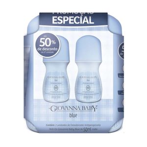 Desodorante Antitranspirante Roll-On Giovanna Baby Azul 50ml Combo com 2 Unidades