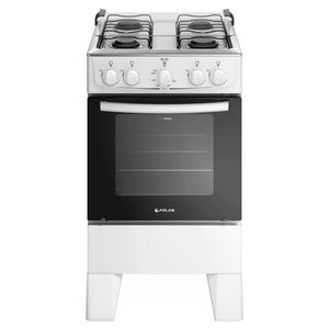 Fogão 4 Bocas Branco com Mesa Inox Atlas Milão