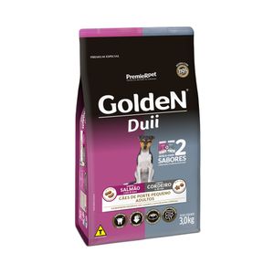 Ração Golden Duii Para Câes Adultos De Porte Pequeno Sabor Salmão Com Ervas e Cordeiro Com Arroz-3kg