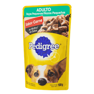 Alimento para Cães Adultos Raças Pequenas Carne ao Molho Pedigree 100g